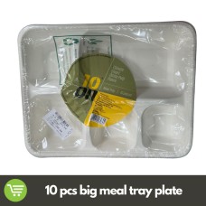 10 ON DISPOSABLE MEAL TRAY WHITE PULP PLATES